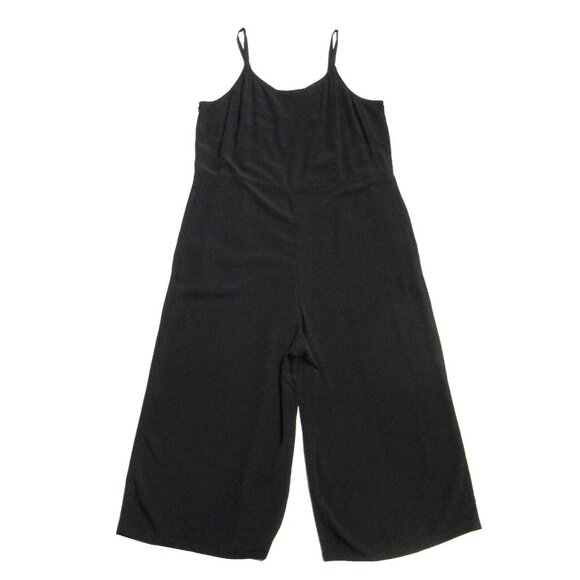 NWT Eileen Fisher Cami Jumpsuit in Black Viscose Crepe Camisole Tank Jumper L - Picture 2 of 6